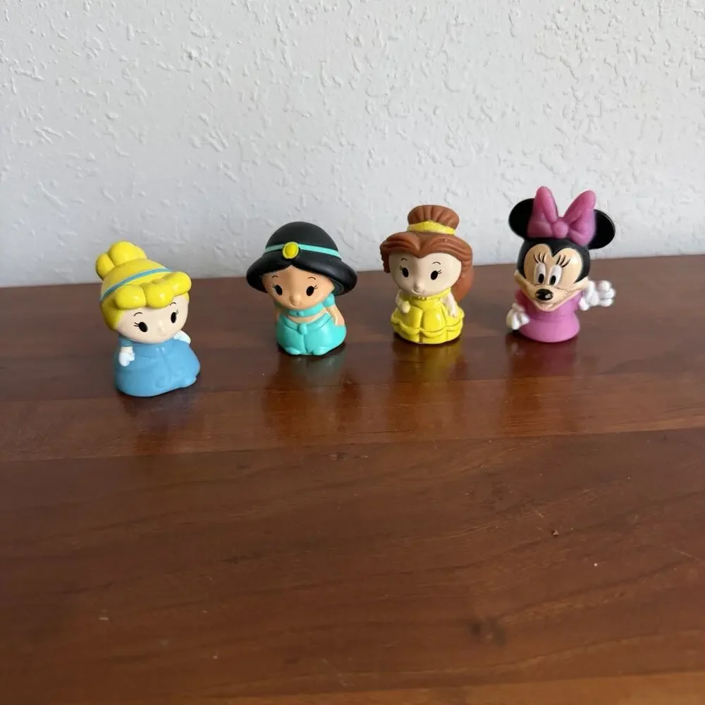 Set of 4 Disney Princess Finger Puppets Bath Toy Jasmine Belle Cinderella Minnie